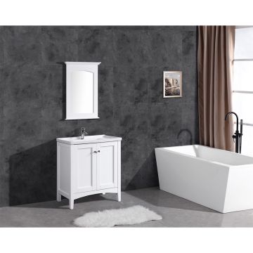 SET MOBILIER BAIE, DULAP CU LAVOAR + OGLINDA, ADELE 81X46.5X84 CM, ALB