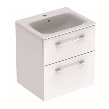 Set PROMO mobilier baza si lavoar Geberit Selnova Square 58,8x48xH63,5 cm alb lucios