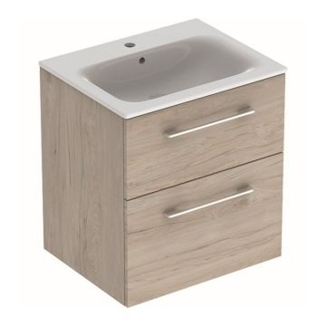 Set PROMO mobilier baza si lavoar Geberit Selnova Square 58,8x48xH63,5 cm maro deschis