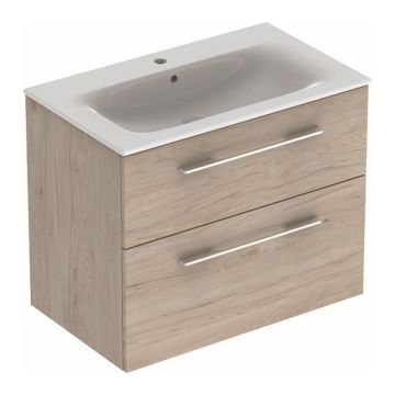 Set PROMO mobilier baza si lavoar Geberit Selnova Square 78,8x48xH63,5 cm maro deschis