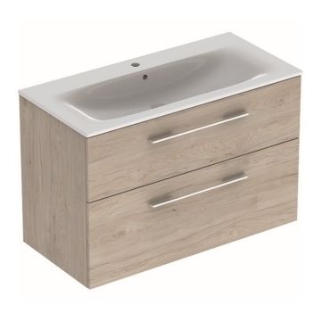 Set PROMO mobilier baza si lavoar Geberit Selnova Square 98,8x48xH63,5 cm maro deschis