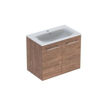 Set PROMO mobilier baza suspendat si lavoar Geberit Selnova Square cu doua usi maro 80x50xH65 cm