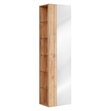 Dulap baie inalt cu 1 usa si oglinda, Capri Oak, l45xA33xH170 cm