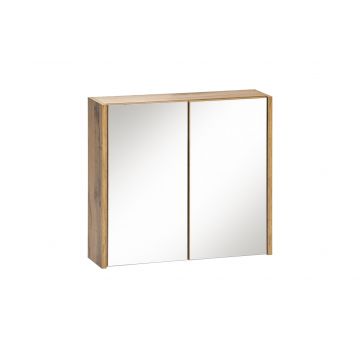 Dulap baie suspendat cu 2 usi si oglinda, Ibiza White, l60xA16xH55 cm