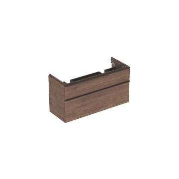 Dulap baza pentru lavoar dublu suspendat Geberit Smyle Square nuc 2 sertare 119 cm