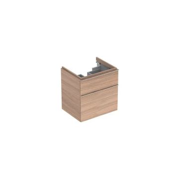 Dulap baza pentru lavoar suspendat stejar natural Geberit Icon 2 sertare 60 cm