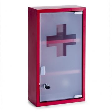 Dulap pentru medicamente, 2 rafturi, Metal Red, l25xA12xH45 cm