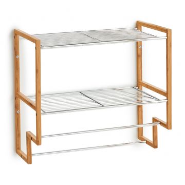 Etajera pentru baie cu suport de prosoape, Bamboo Metal, l50xA28xH46 cm Etajera pentru baie cu suport de prosoape, Bamboo Metal, l50xA28xH46 cm