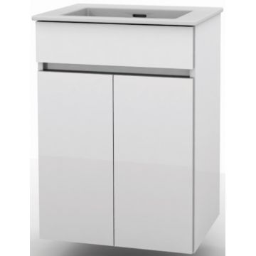 Set mobilier Roca Cube lavoar si dulap baza cu 2 usi 55x43cm alb