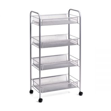 Carucior pentru baie cu 4 rafturi, din metal, Trolley II Gri, l42,5xA26xH83,5 cm