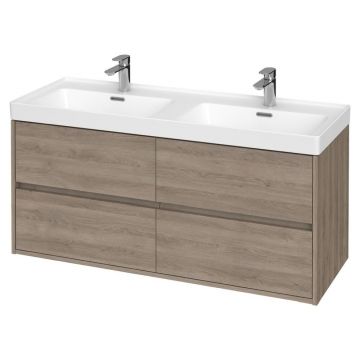 Dulap baie suspendat Cersanit Crea pentru lavoar incastrabil, 120 cm, stejar, montat