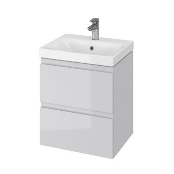 Dulap baie suspendat Cersanit Moduo 50 pentru lavoar, gri lucios, montat