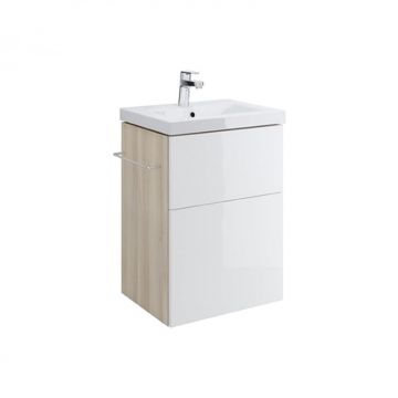 Dulap baie suspendat Cersanit Smart pentru lavoar incastrabil, 50 cm, alb