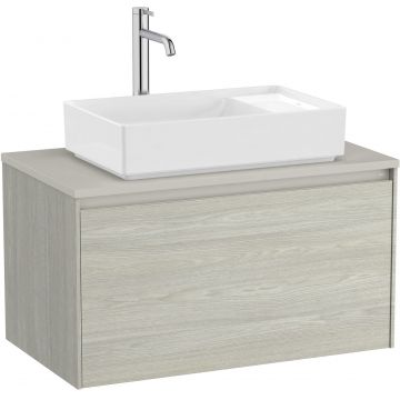 Dulap baza Roca Ona cu un sertar 80cm pentru lavoar pe blat stejar alb