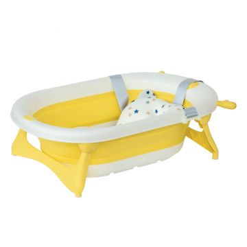 Cadita pentru baita HOMCOM pliabila pentru copii 0-3 ani cu indicator de temperatura si pernuta, 81.5x50.5x23.5 cm, alb | Aosom RO