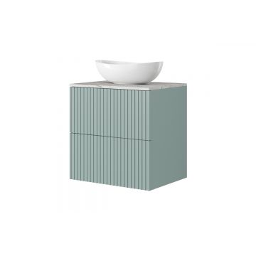 Set masca si lavoar pe blat, 60 cm, Nicole Verde Mint / Marmura