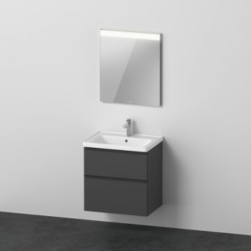 Set mobilier Duravit D-Neo cu dulap baza cu doua sertare 65x48cm grafit mat lavoar si oglinda cu iluminare
