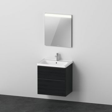 Set mobilier Duravit D-Neo cu dulap baza cu doua sertare 65x48cm stejar negru lavoar si oglinda cu iluminare