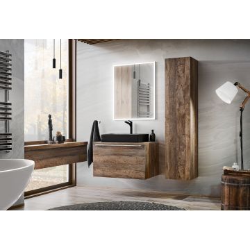 Set Mobilier pentru baie, din pal, 5 piese, 80 cm, Santa Fe Stejar