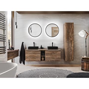 Set Mobilier pentru baie, din pal, 9 piese, 180 cm, Santa Fe Stejar