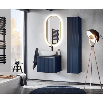 Set Mobilier pentru baie, din pal si MDF, 5 piese, 60 cm, Santa Fe Bleumarin