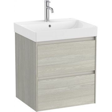 Set mobilier Roca Ona cu dulap baza cu doua sertare 55cm si lavoar stejar alb