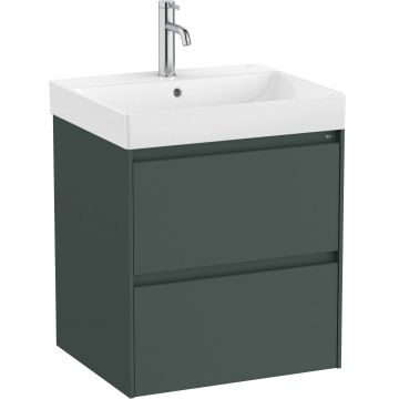 Set mobilier Roca Ona cu dulap baza cu doua sertare 55cm si lavoar verde mat