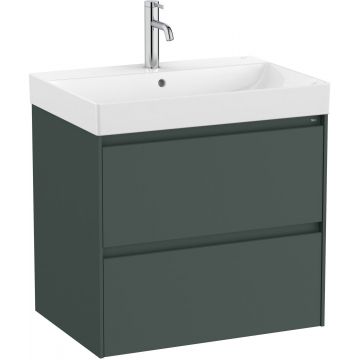 Set mobilier Roca Ona cu dulap baza cu doua sertare 65cm si lavoar verde mat