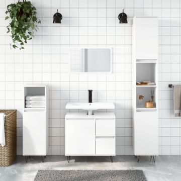 vidaXL Dulap de baie, alb extralucios, 30x30x190 cm, lemn prelucrat