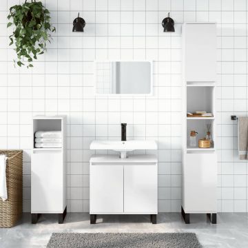 vidaXL Dulap de baie, alb extralucios, 30x30x190 cm, lemn prelucrat