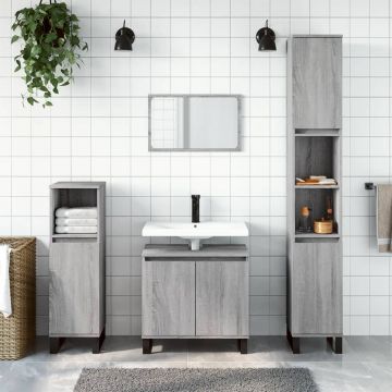 vidaXL Dulap de baie, gri sonoma, 30x30x190 cm, lemn prelucrat