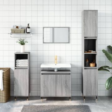 vidaXL Dulap de baie, gri sonoma, 58x33x60 cm, lemn prelucrat