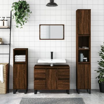vidaXL Dulap de baie, stejar maro, 30x30x100 cm, lemn prelucrat