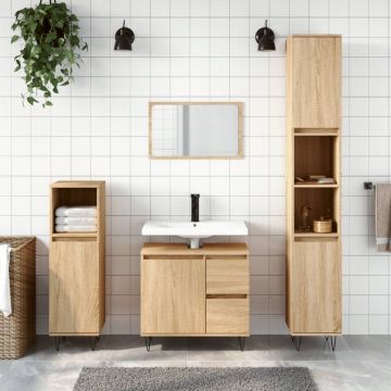 vidaXL Dulap de baie, stejar sonoma, 30x30x190 cm, lemn prelucrat