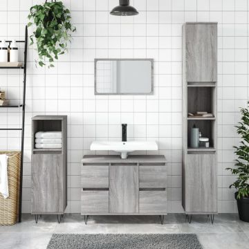 vidaXL Dulap pentru baie, gri sonoma, 80x33x60 cm, lemn compozit