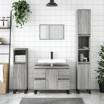 vidaXL Dulap pentru baie, gri sonoma, 80x33x60 cm, lemn compozit