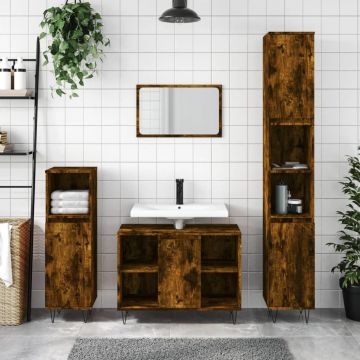 vidaXL Dulap pentru baie, stejar fumuriu, 80x33x60 cm, lemn compozit