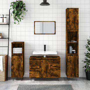 vidaXL Dulap pentru baie, stejar fumuriu, 80x33x60 cm, lemn compozit