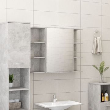 Dulap de baie cu oglindă gri beton 80 x 205 x 64 cm PAL