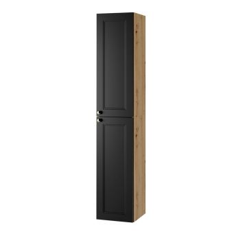 Dulap de baie suspendat negru/cu aspect de lemn de stejar 30x160 cm Royal – STOLKAR