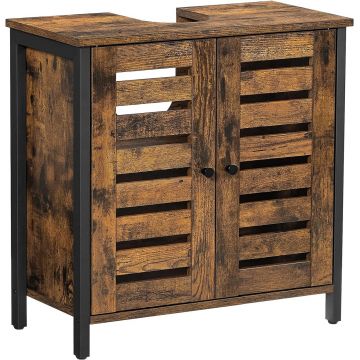 Dulap pentru baie / masca de lavoar, Vasagle, 60 x 30 x 60 cm, PAL/otel, maro rustic