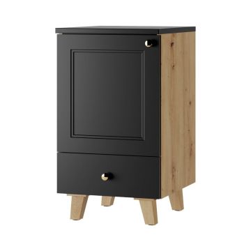 Dulap sub chiuvetă negru/cu aspect de lemn de stejar 40x76 cm Royal – STOLKAR