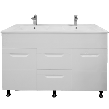 Mobilier baie dublu Sanitop, baza cu lavoar, MFD-PAL, alb, 121 x 44 x 81 cm