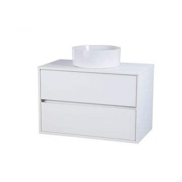 Mobilier baie suspendat Simple 100 cm cu doua sertare Alb
