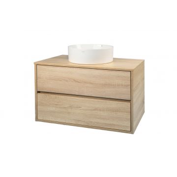 Mobilier baie suspendat Simple cu doua sertare 100 cm Stejar
