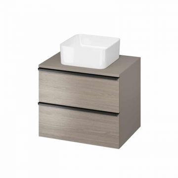 Mobilier suspendat Cersanit Virgo 60 cm Gri Stejar cu Manere Negre