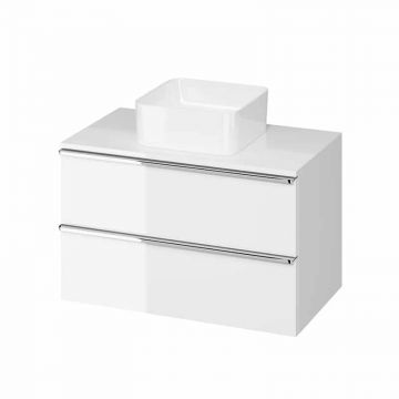 Mobilier suspendat Cersanit Virgo 80 cm Alb cu Manere Crom