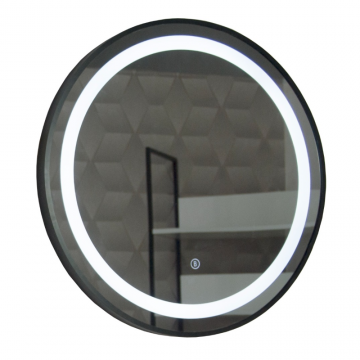 Oglinda de baie Badenmob MD3, cu iluminare LED, rama neagra, 60 x 60 cm