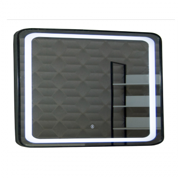 Oglinda de baie Badenmob MD3, cu iluminare LED, rama neagra, 80 x 60 cm