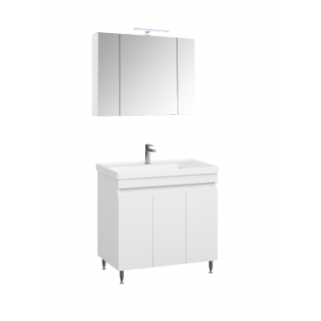 Set mobilier baie Badenmob 286, baza + lavoar + oglinda, alb